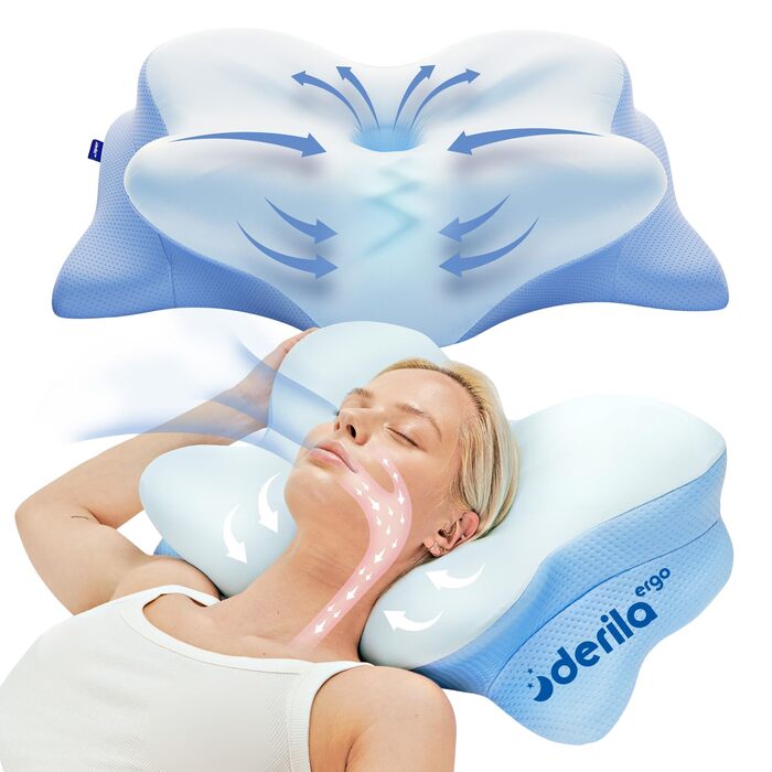 Подушка Derila Ergo з Memory Foam для шиї та сну на боці, спині та животі (1 шт) 54x36x12 см