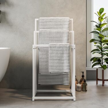 Підставка для рушників, тримач для рушників, сталева підставка для рушників на 3 полиці, для ванної кімнати, білий