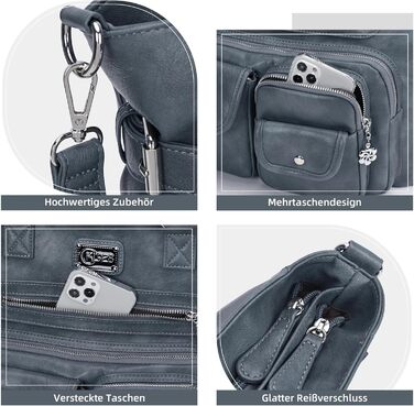 Сумка жіноча KL928 через плече, велика, PU шкіра, чорно-блакитна (під павича)