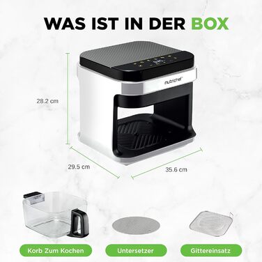 Фритюрниця NutriChef 5.5L біла – електрофритюрниця 8-в-1 з LED-дисплеєм. Готування без олії, циркуляція 360° для картоплі, курки, овочів та іншого.