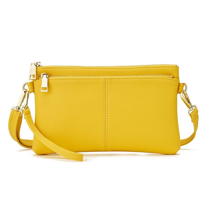 Жіноча сумка-месенджер зі шкіри, жовта - крос-боді, багатофункціональна, сучасна