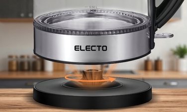 Електричний чайник Electo 1,7 л, 1800 Вт, сталевий, з LED-підсвіткою