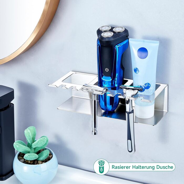 Настінний тримач для зубних щіток, електричний - без свердління, для зубних щіток та насадок, органайзер для пасти, сріблястий (великий)