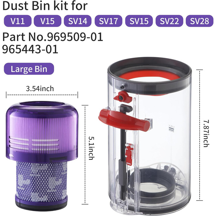 Замінний контейнер для пилососів Dyson V11, V15, SV14, SV15, SV17, SV22 (оригінальні запчастини No.970050-01 та 965443-01)