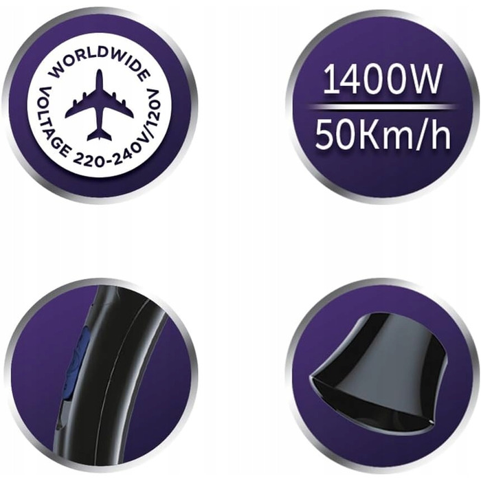 Компактний дорожній фен Remington 1400W, складаний, легкий