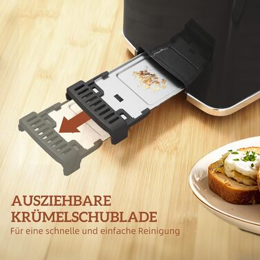 Набір для сніданку HOMCOM: чайник 1.7л з нержавіючої сталі та тостер на 2 тости з 6 рівнями підсмажування, LED-сенсорна панель, 2200W, функція розморожування, підігріву, зйомний піддон для крихт, кремово-білий (чорний)