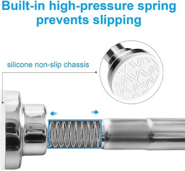 Телескопічна штанга для карнизів 60-130 см, нержавіюча сталь, чорний колір. Підходить для штор, душових перегородок, шаф, вікон та дверей.
