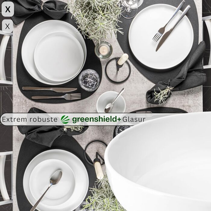 SÄNGER Tafelservice: 24-Piece Porzellan Geschirr Set для 6 осіб (Marlo) | Teller, Миски, Паста | PREMIUM