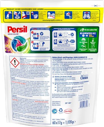 Капсули для прання Persil Color 4in1 DISCS, пральний засіб з технологією глибокого очищення для кольорової білизни, 60 прань