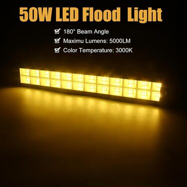 LED Flood Lights Outdoor 50W, 2 Pack 50000LM Wallwasher 3000K Warm White Spotlights IP66 Waterproof Outdoor Lights Floodlights for Gardens Courtyards Hallways Doors Hotel