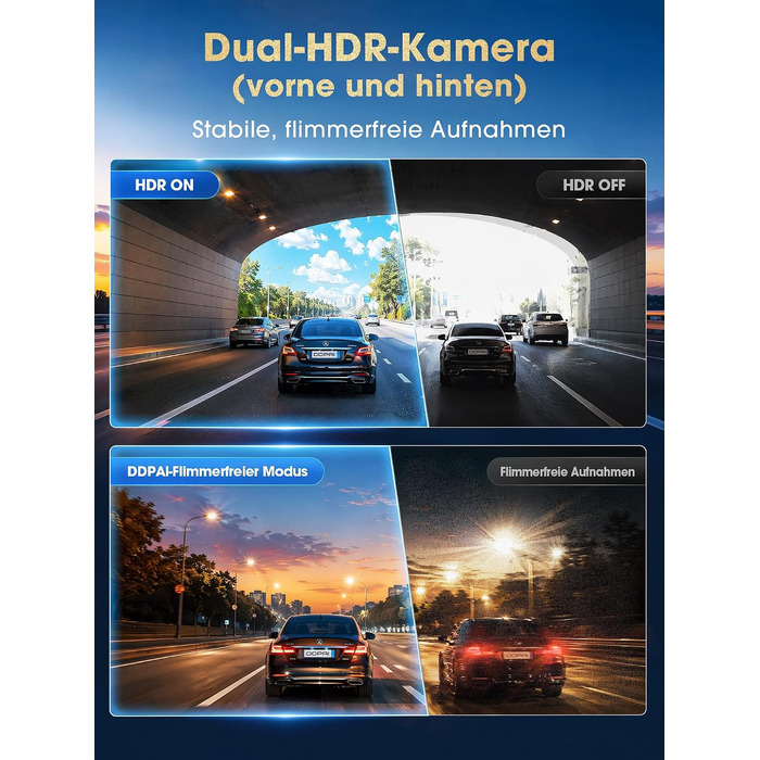 Автомобільний відеореєстратор DDPAI Z60 Master 4K+2K, передня та задня камери, Sony STARVIS2 IMX678, Dual HDR, 5G WiFi6, GPS, 3