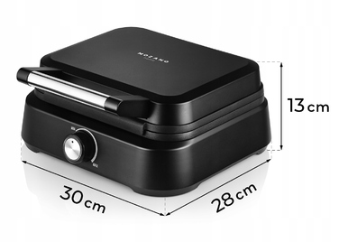 Вафельниця Mozano Smart 1500W, чорна (на 2 великі вафлі)