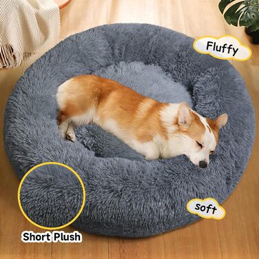 М'яке круглі ліжко для собак та котів, 50 см, рожеве, 80x80x25 см (L x W x H)