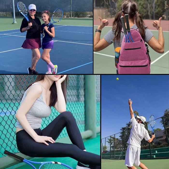Beginner Tennis Racquet Set for 2 Players - Pre-Strung 27 Inch Adult Racquets with Balls, Overgrips & Carry Bag