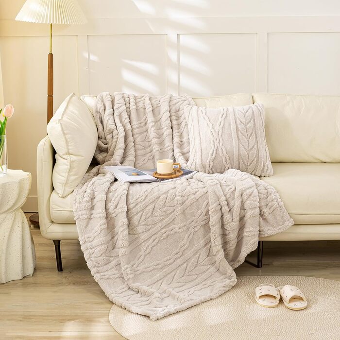 Плюшева ковдра з штучного хутра YUSOKI, 127 x 152,4 см, тепла та м'яка, Sherpa Fleece, для ліжка, крісла, дивана, спальні (Блакитно-зелений)