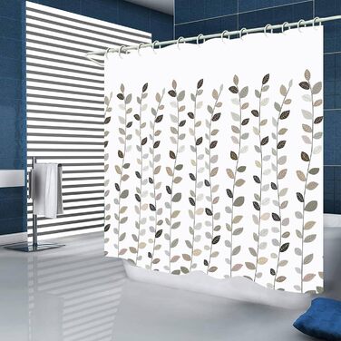 Штора для душу 180x180 см з квітами, антигрибкова, водонепроникна, швидковисихаюча, поліестер, з 12 кільцями