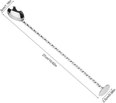 Нержавійна ложка для коктейлів та кави Fdit з довгим руків'ям, для бару та дому