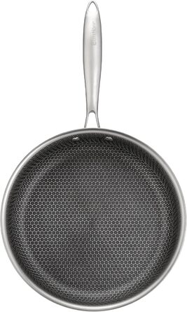 Преміум сковорода EliteHoff 28 см з антипригарним покриттям, нержавіюча сталь, індукційна, для всіх плит, PFOA-free, безпечна для духовки та посудомийної машини, срібна (E-7549)