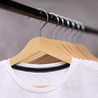 Дерев'яні вішалки для одягу OGIVO – набір 20 шт. з обертовим гачком та вирізами на плечах (натуральне дерево)