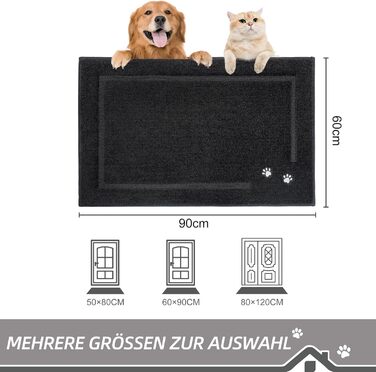 Килимок для дому BEQHAUSE 80x120 см, знімний, для входу, передньої/задньої двері, коридору, чорний