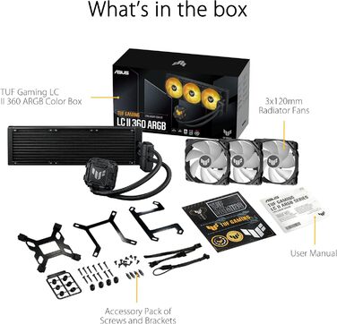 Система водяного охолодження ASUS TUF Gaming LC II 360 ARGB - 360 мм, 3 вентилятори, чорний колір