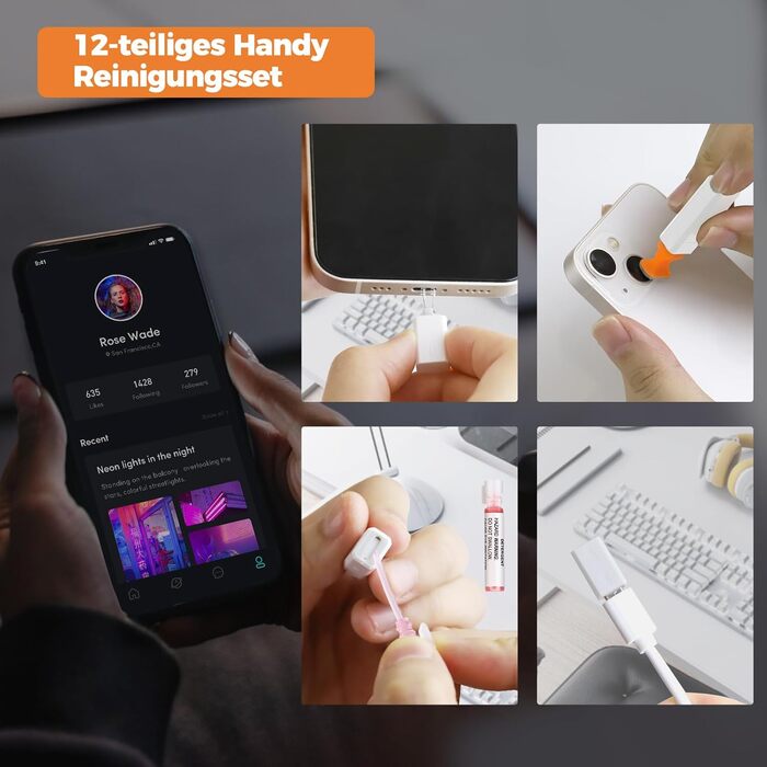 Набір інструментів для ремонту iPhone, Airpod, телефону, ноутбука: JiaTeums, USB Type-C, Lightning, чорний/білий