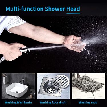 KAIYING Drill-Free High-Pressure Hand Shower with ON/OFF Pause Switch, 3 Spray Modes, Water-Saving Shower Head, Detachable Puppy Shower Accessory (M: Shower Head (Chrome) + Holder + Hose)