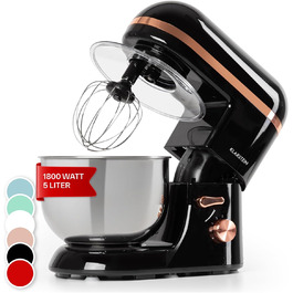 Klarstein 5L Stand Mixer - 2000W Kitchen Machine with Dough Hook & Whisk - 6 Speed Universal Mixer for Baking & Cooking (Black)