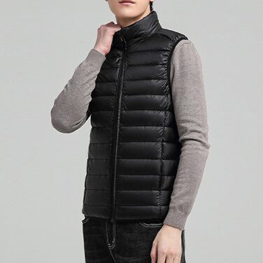 Чоловіча пухова жилетка, базова модель, на блискавці, без рукавів, легка, компактна, для зими, Outdoor, чорна L