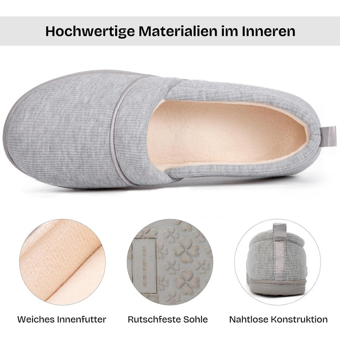 Жіночі домашні тапочки EverFoams з піною з пам'яті, легкі махрові півчобітки з неслизькою гумовою підошвою, сірий колір, розмір 39 EU