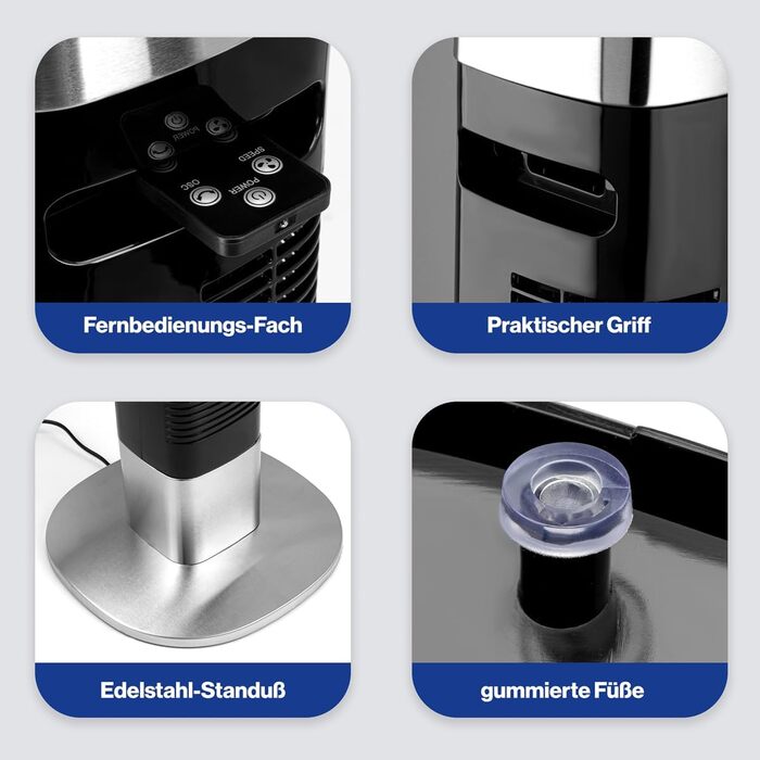 Турбовентилятор ProfiCare® з поворотом | Тихий вентилятор | 3 швидкості | з пультом керування | підлоговий вентилятор 105см | дуже тихий | PC TVL 3068 PC-TVL 3068