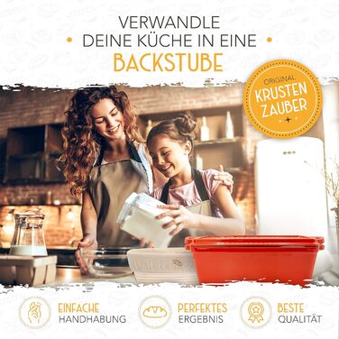 KRUSTENZAUBER Sourdough Starter Set - 1000ml Fermentation Jar with Spatula & Thermometer - Bread Baking Accessories, Sourdough Jar, Fermentation, Sourdough Starter Kit, Sourdough Culture Glass Container, Fermentation Jar
