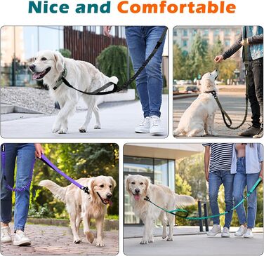 Тактична повідок для собак PetBonus Heavy Duty, 1,5м, еластична, з 2 зручними ручками, фіксатор для авто, No Pull для дресування великих та середніх собак (армійний зелений)