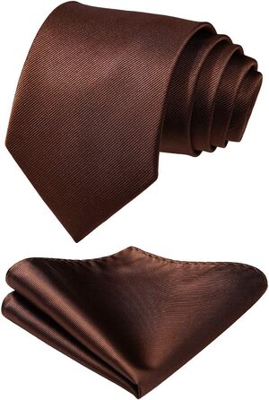 Костюм для весілля HISDERN: краватка, нагрудна хустинка та краваткова затискачка, однотонні кольори, універсальний розмір, коричневий