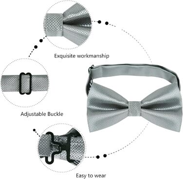Набір аксесуарів для чоловіків Alizeal: краватка-метелик, запонки та хустинка (світло-сірий)