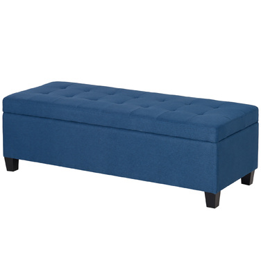 HOMCOM Storage Bench, Ottoman, Entryway Bench with Button Tufting, 125.1 cm x 48.9 cm x 41.3 cm, Blue