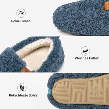 Жіночі теплі домашні тапочки EverFoams з м'якої штучної вовни та Memory Foam, закриті, (39.5 EU, темно-синій)
