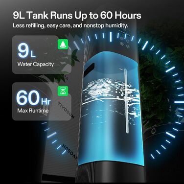 Зволожувач повітря VIVOSUN для рослин, AeroStream H05, 9L, ультразвуковий, тихий (24dB), 360°