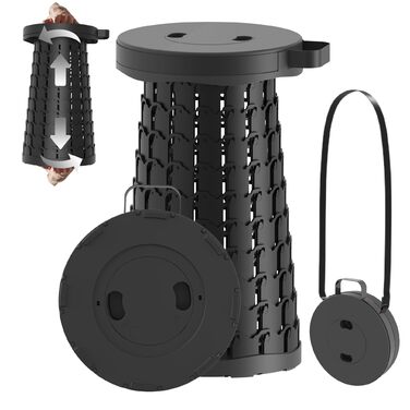 Тeleskopний складаний стілець для кемпінгу, риболовлі та відпочинку на природі. Міцний, з вантажопідйомністю 280 кг, компактний, 25x25x45 см, колір: смарагдово-зелений