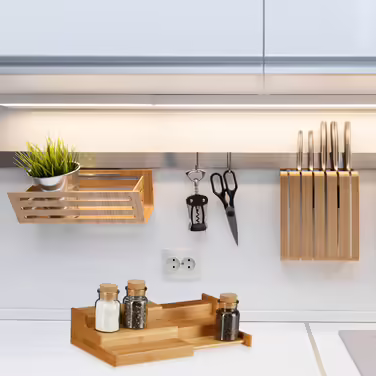 Relaxdays Bamboo Spice Rack, Extendable, 3 Tiers