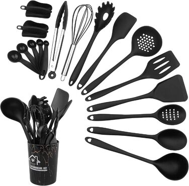 Набір кухонних аксесуарів Maxentico (18 шт.): лопатки, ложки, інструменти для приготування їжі. Силіконовий кухонний інвентар.