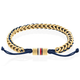 Браслет чоловічий Tommy Hilfiger з нержавіючої сталі та нейлону плетене, золотий колір, з регульованим застібкою