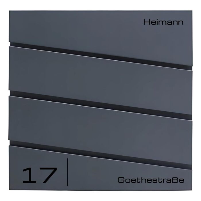 Поштова скринька Verda Anthrazit з газетницею, порошкове покриття AkzoNobel, 2 ключі, табличка з ім'ям, персоналізована, дизайнерська настінна, нержавіюча сталь (Sn3645-1)