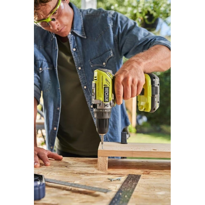 RYOBI 18V ONE+ акумуляторний ударний дриль-шуруповерт R18PD32-1C20G (2 швидкості, 50Nm, 24 ступ. крутного моменту, металевий патрон 13мм, 1x 2.0Ah акумулятор, зарядний пристрій) Generation 2 – безщітковий двигун