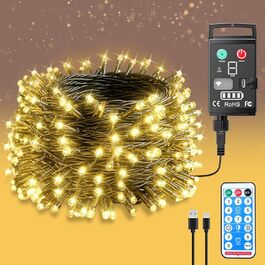 Льодосвітна гірлянда на батарейках, 10м, 100 LED, вологостійка IP44, 8 режимів, з пультом, таймер, для декору саду, вечірки, Нового року