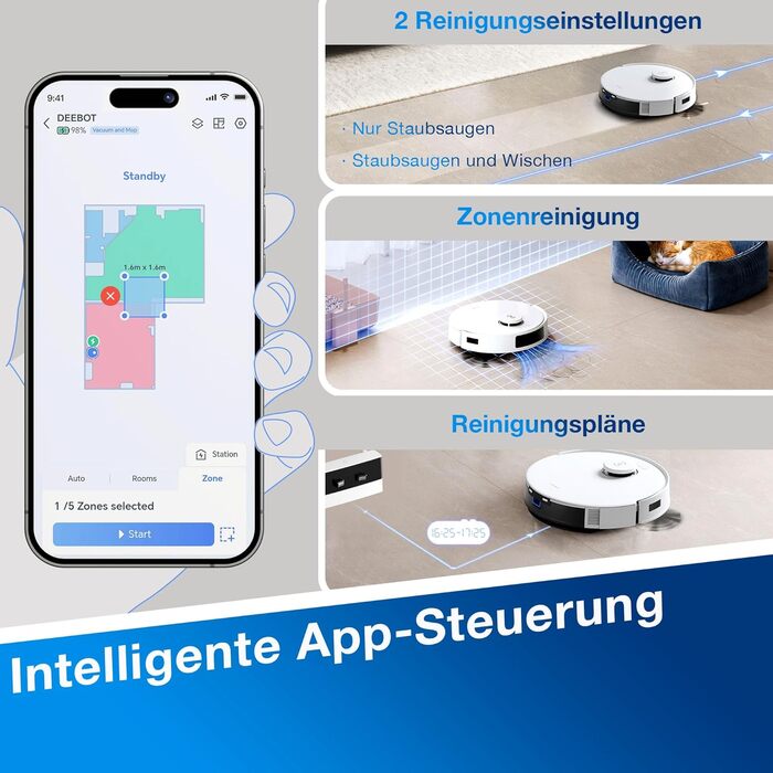 Робот-пилосос ECOVACS DEEBOT N20 з функцією миття, 8000Pa, без мішка, станція PureCyclone, захист від заплутування волосся, до 300 хвилин роботи, білий