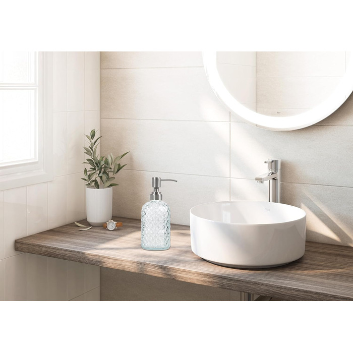 Дозатор мила для ванної та кухні зі скла та нержавіючої сталі 304 (прозорий)