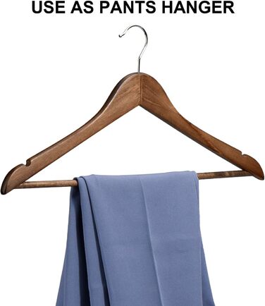 Дерев'яні вішалки для одягу HOUSE DAY, 20 шт. з горіха, стабільні, обертаються, для сорочок, костюмів, 44,5 см