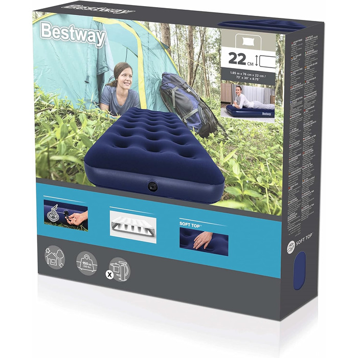 Надувне ліжко Bestway Blue Horizon Single XL/Lo 185 x 76 x 22 см