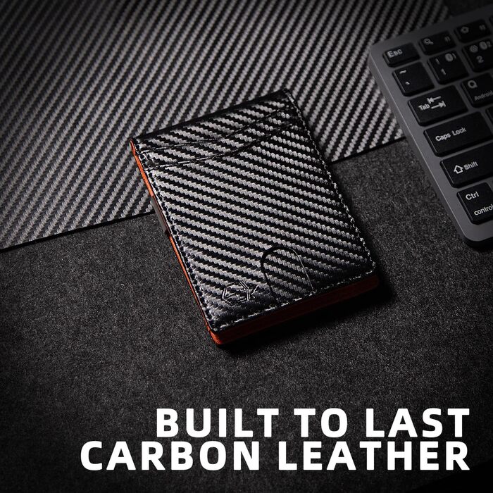 Чоловічий гаманець Zitahli Sport-Fan з RFID-захистом, 10-12 карт, з кліпсою для грошей та віконцем для ID, тонкий, міститься в A-carbon, чорний та помаранчевий